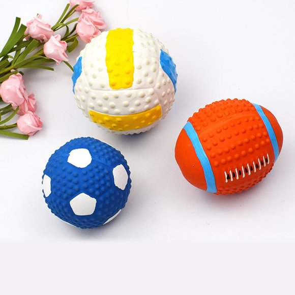 Colorful Ball Plastic Squeaky and Latex Dog Ball Toy - Picture 3 of 10